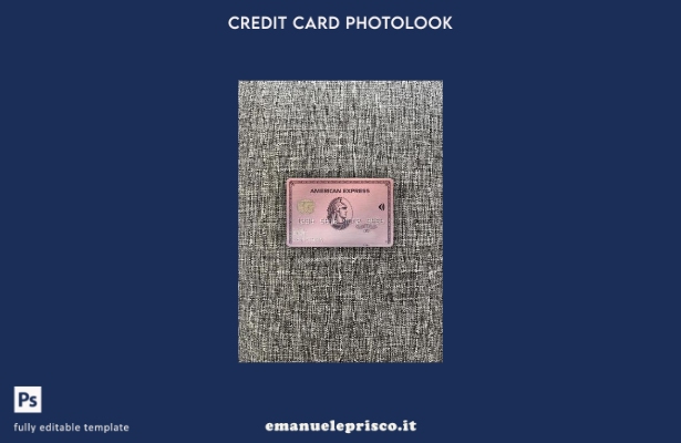 modello frontale photolook con carta in oro rosa AMEX della banca USA Indiana Ce
